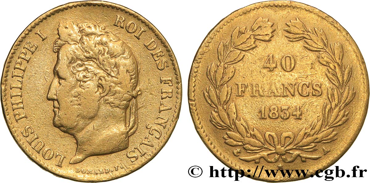 40 francs or Louis-Philippe 1834 Paris F.546/6 fSS 