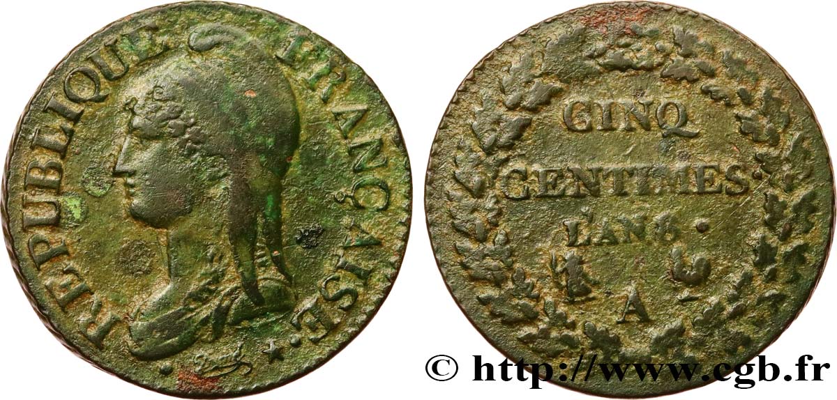 Cinq centimes Dupré, grand module 1800 Paris F.115/85 BC+ 