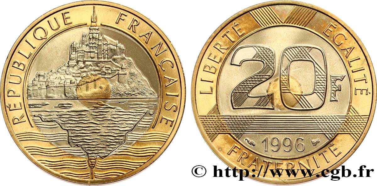 20 francs Mont Saint-Michel, BE (Belle Épreuve) 1996 Pessac F.403/12 var. MS 