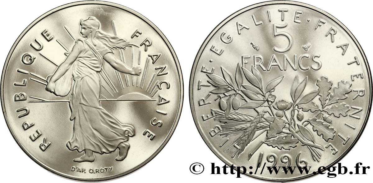 5 francs Semeuse, nickel, BE (Belle Épreuve) 1996 Pessac F.341/32 var. MS 