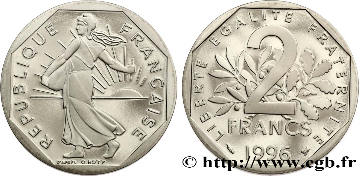 2 francs Semeuse, nickel, BE (Belle Épreuve) 1996 Pessac F.272/24 var. MS 