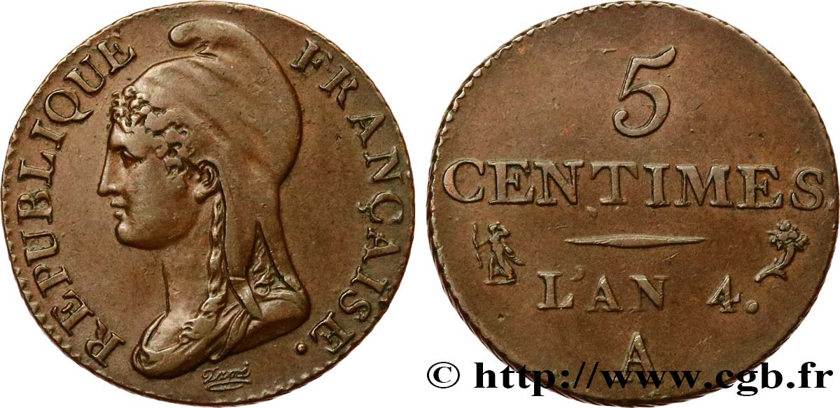 5 centimes Dupré, petit module 1796 Paris F.113/1 BB53 