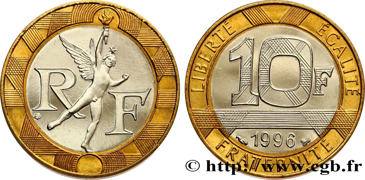 10 francs Génie de la Bastille, BE (Belle Épreuve) 1996 Pessac F.375/13 var. MS 