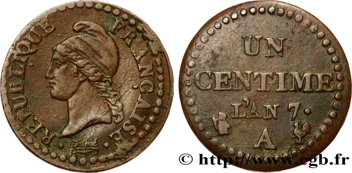 Un centime Dupré, grand 7 1799 Paris F.100/16 SS40 