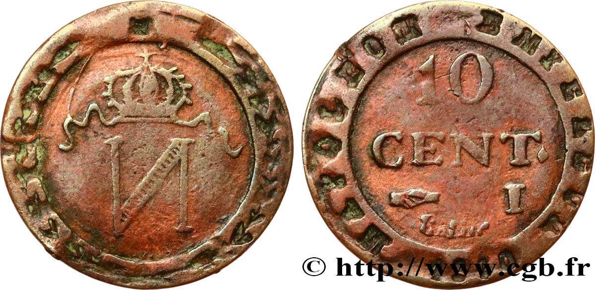 Faux de 10 cent. à l N couronnée 1810 Limoges F.130/22 var. BC 