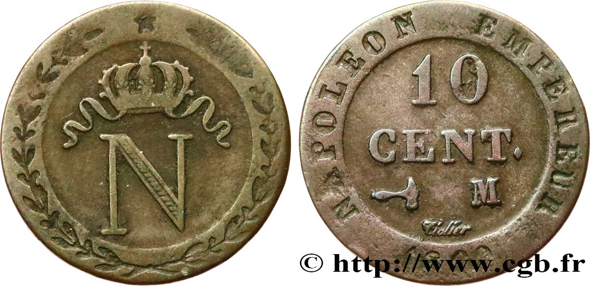 10 cent. à l N couronnée 1809 Toulouse F.130/16 XF45 