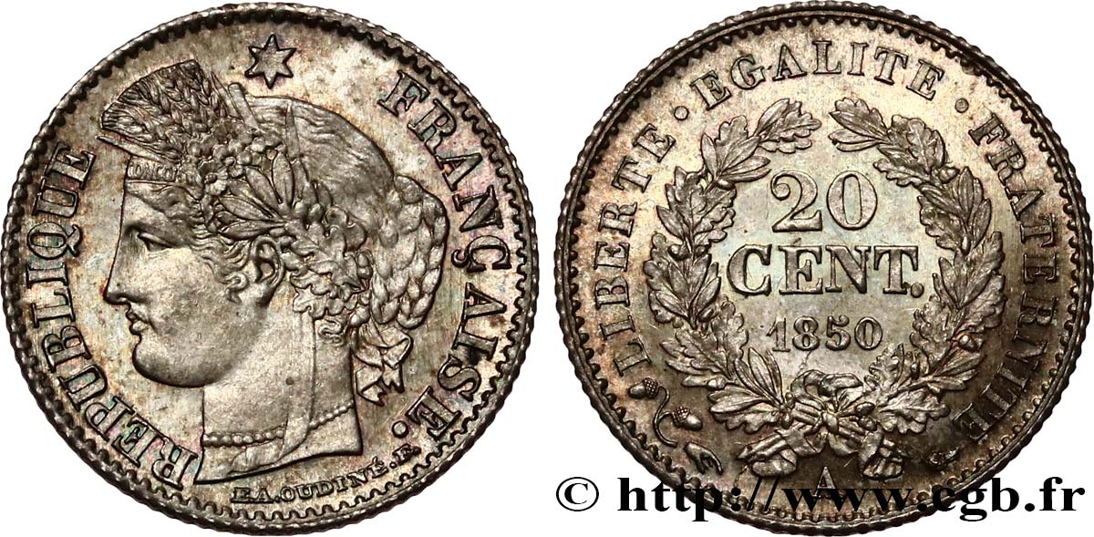 20 centimes Cérès, IIe République 1850 Paris F.146/2 SC63 