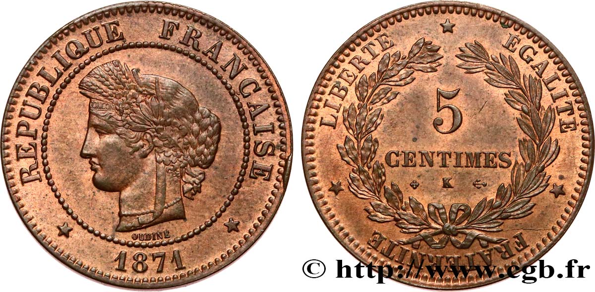 5 centimes Cérès 1871 Bordeaux F.118/3 SC63 