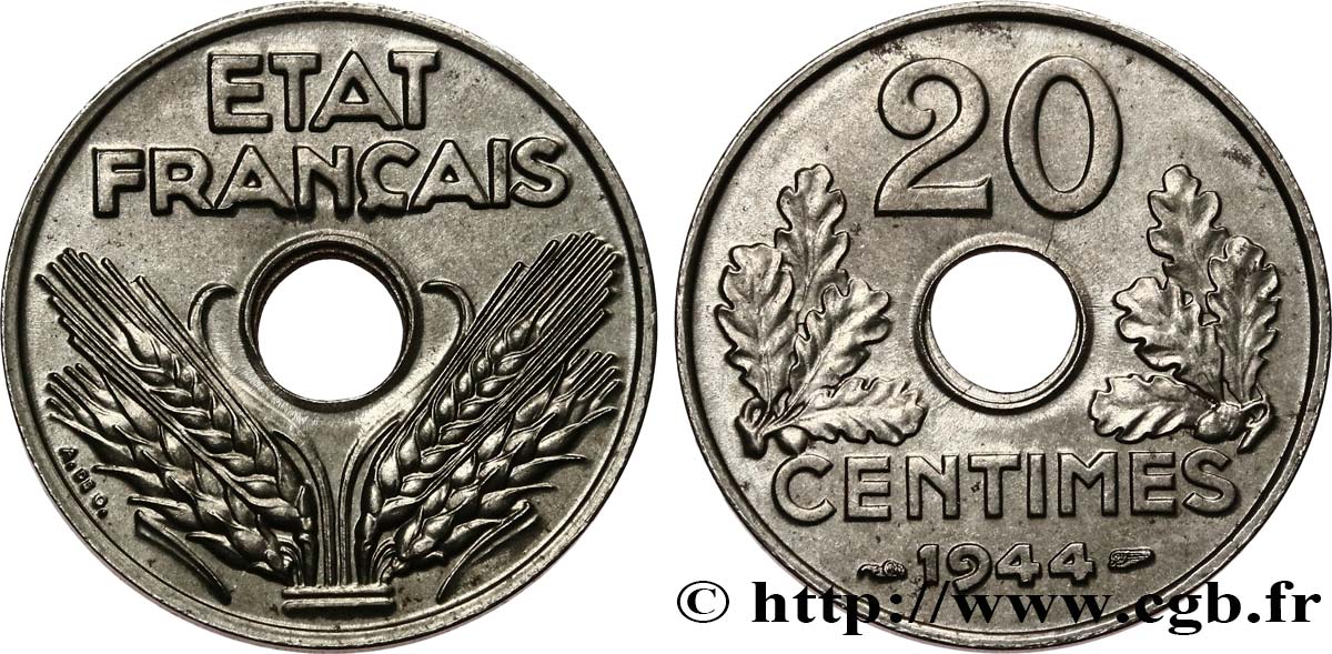 20 centimes fer 1944  F.154/3 SPL64 