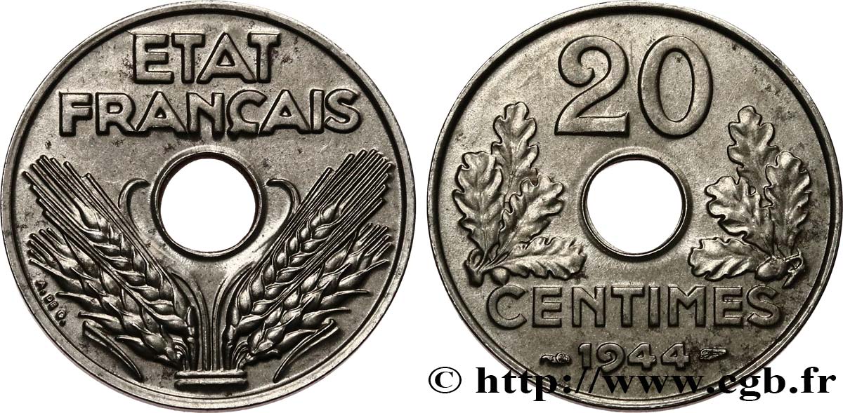 20 centimes fer 1944  F.154/3 SUP62 