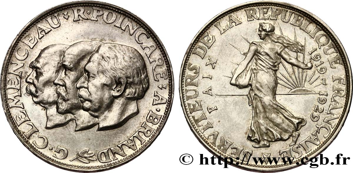 Module de 20 francs argent, 10e anniversaire de la Paix 1929 Paris GEM.254 1 SUP+ 