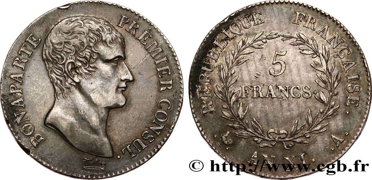 5 francs Bonaparte Premier Consul 1803 Paris F.301/1 MBC53 