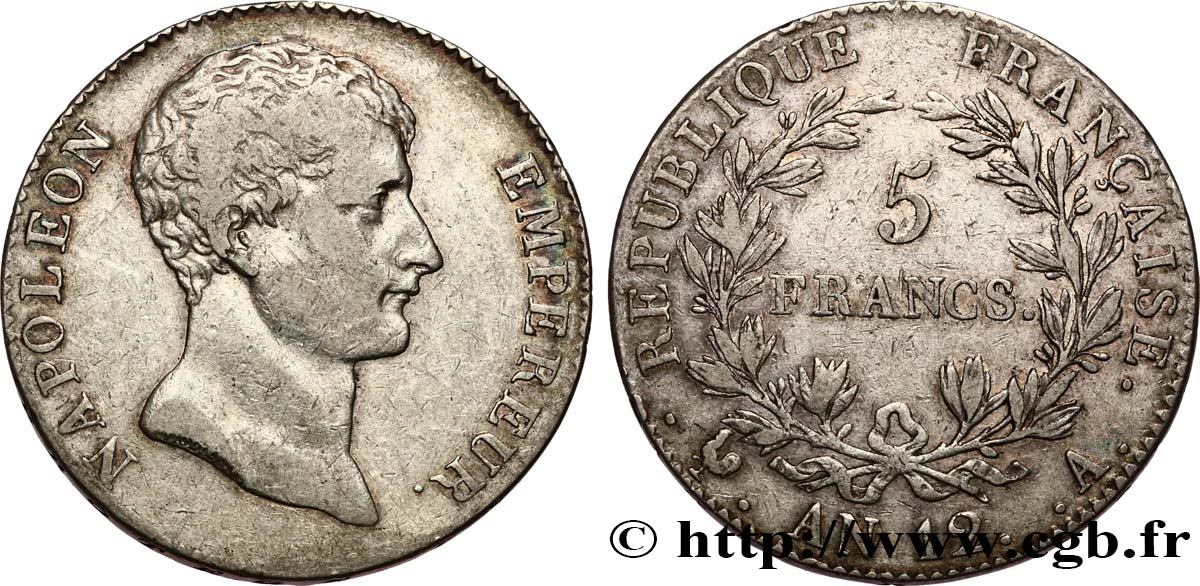 5 francs Napoléon Empereur, type intermédiaire 1804 Paris F.302/1 VF 