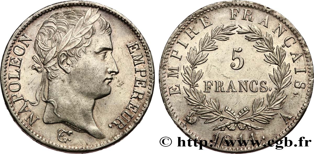 5 francs Napoléon Empereur, Empire français 1811 Paris F.307/27 AU 