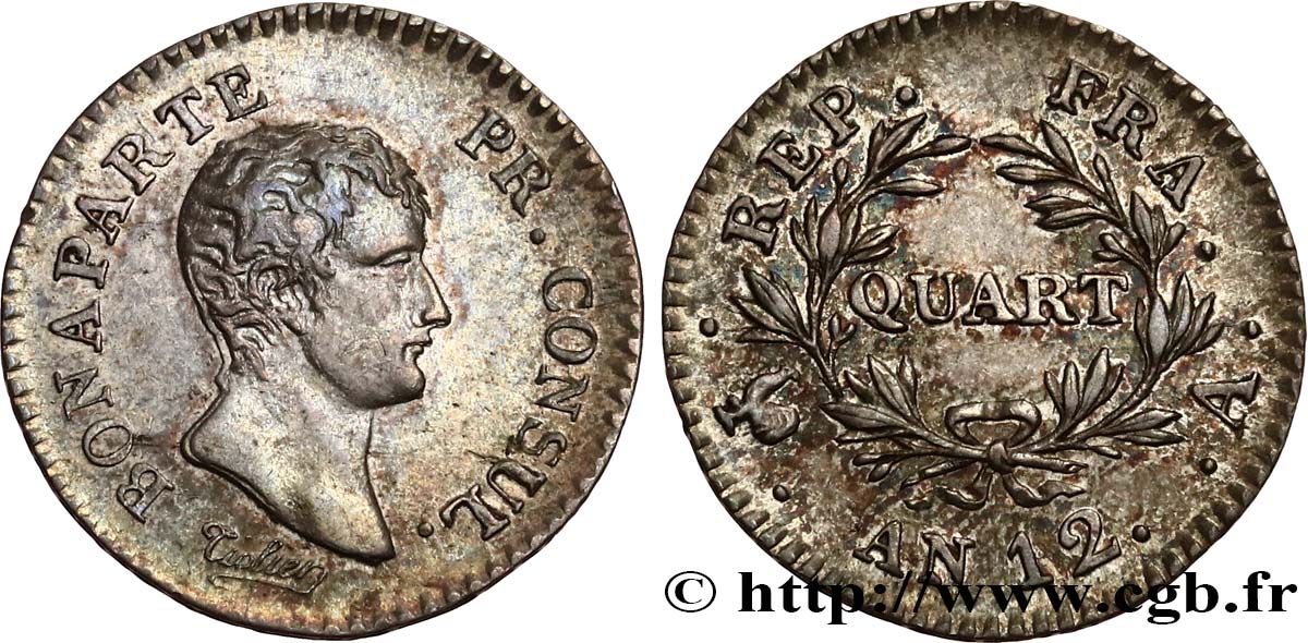 Quart (de franc) Bonaparte Premier Consul 1804 Paris F.157/1 SUP55 
