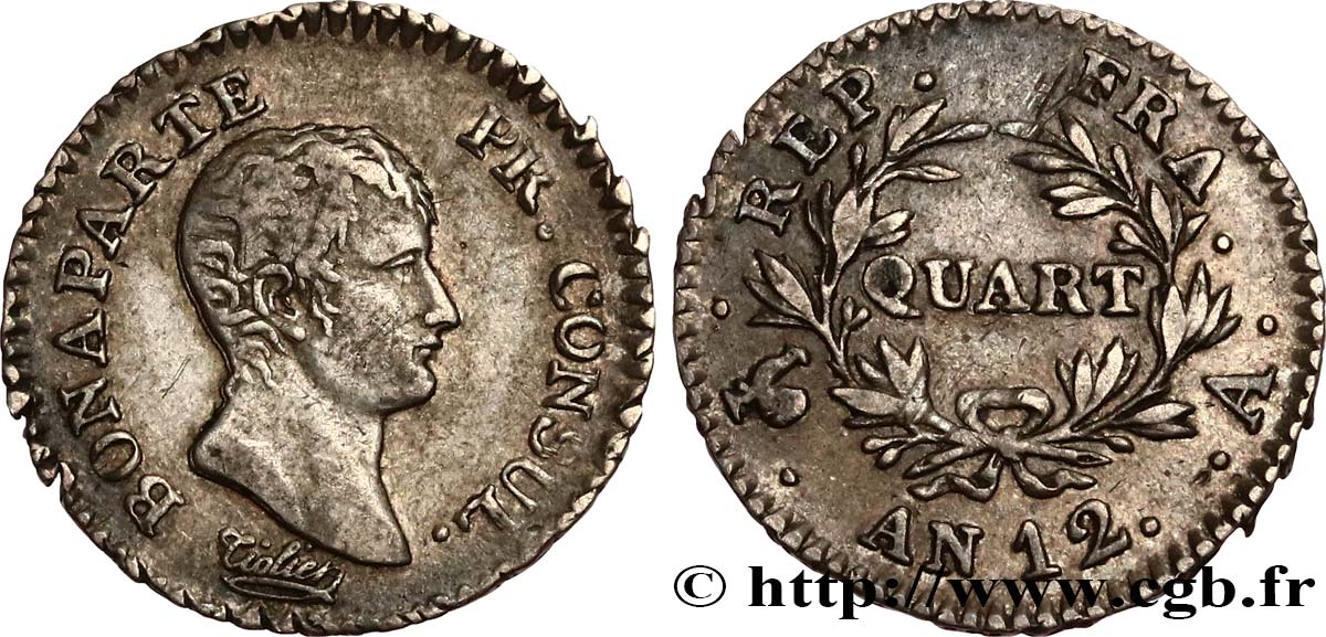 Quart (de franc) Bonaparte Premier Consul 1804 Paris F.157/1 XF 