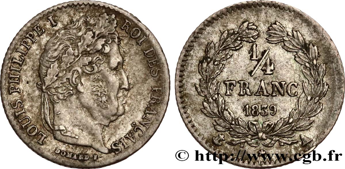 1/4 franc Louis-Philippe 1839 Paris F.166/74 MBC50 