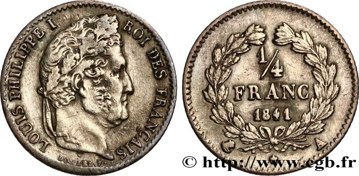 1/4 franc Louis-Philippe 1841 Paris F.166/85 TTB 