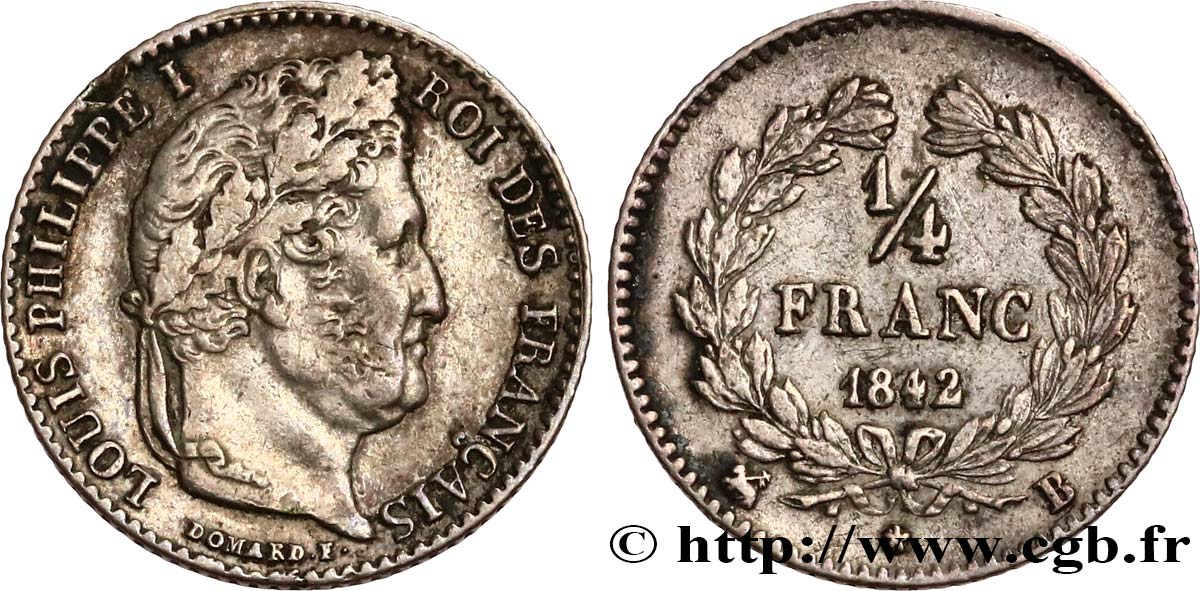 1/4 franc Louis-Philippe 1842 Rouen F.166/90 TTB 