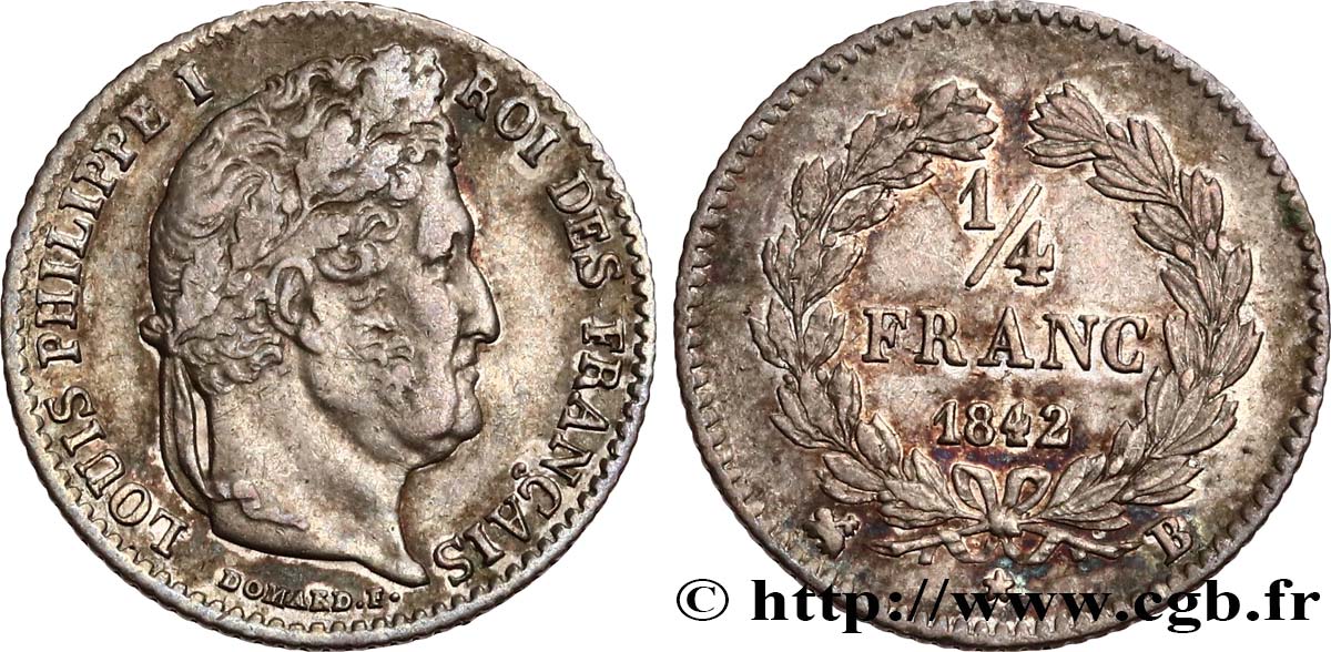 1/4 franc Louis-Philippe 1842 Rouen F.166/90 TTB+ 