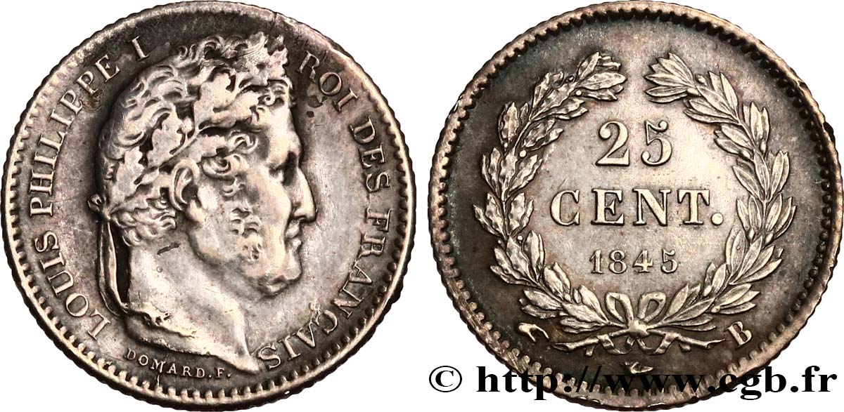 25 centimes Louis-Philippe 1845 Rouen F.167/1 AU 