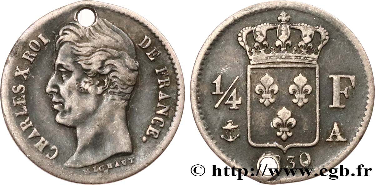 1/4 franc Charles X 1830 Paris F.164/39 B 