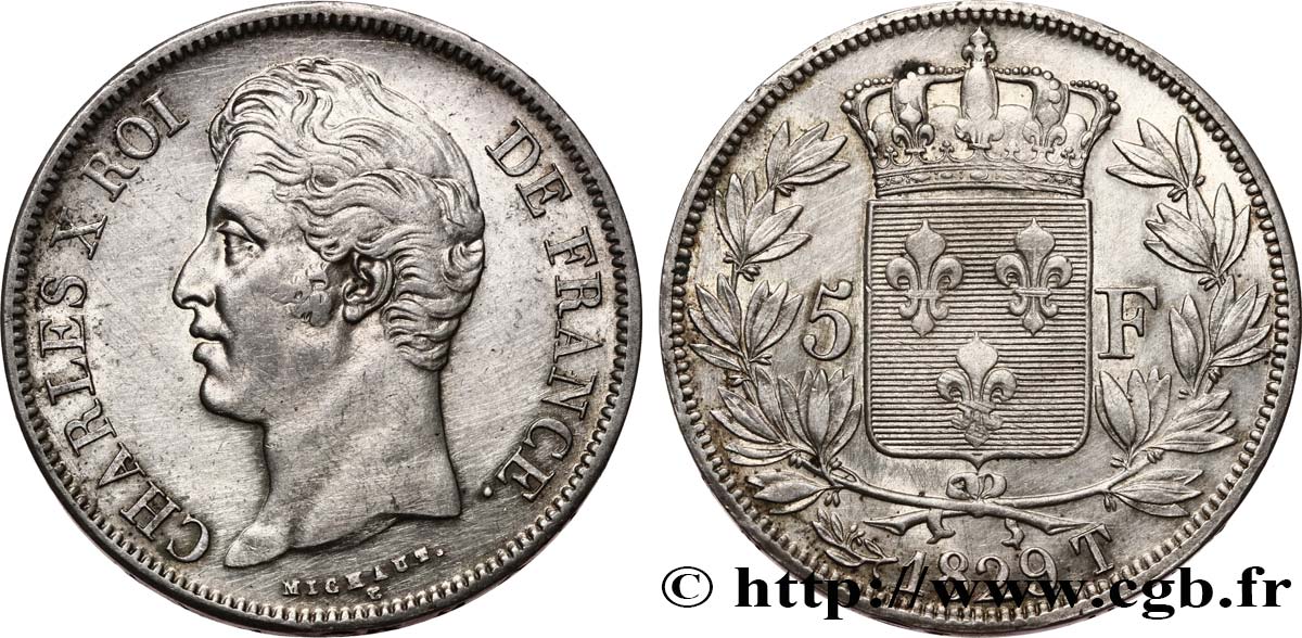 5 francs Charles X, 2e type 1829 Nantes F.311/38 SPL 