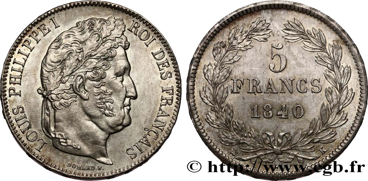 5 francs IIe type Domard 1840 Bordeaux F.324/87 EBC+ 