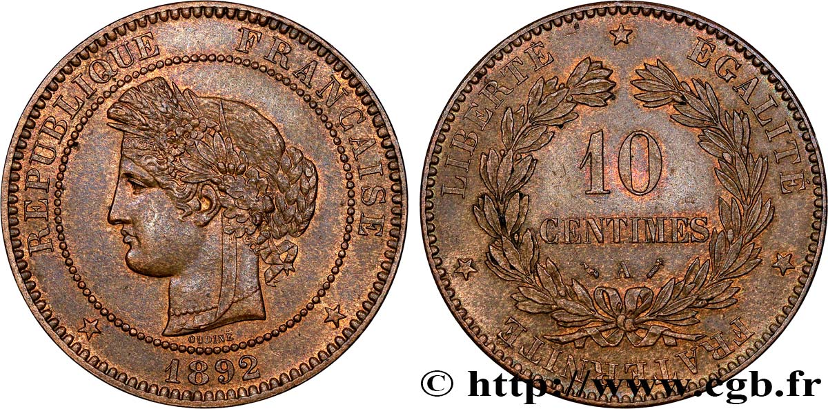 10 centimes Cérès 1892 Paris F.135/37 VZ61 