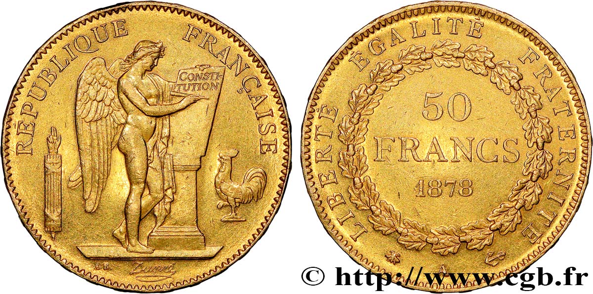 50 francs or Génie 1878 Paris F.549/1 EBC55 