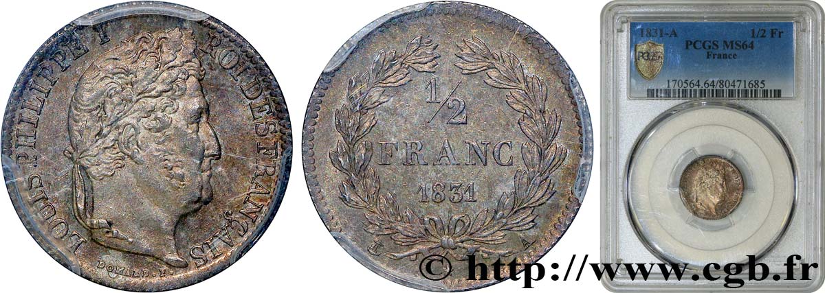 1/2 franc Louis-Philippe 1831 Paris F.182/1 SC64 PCGS