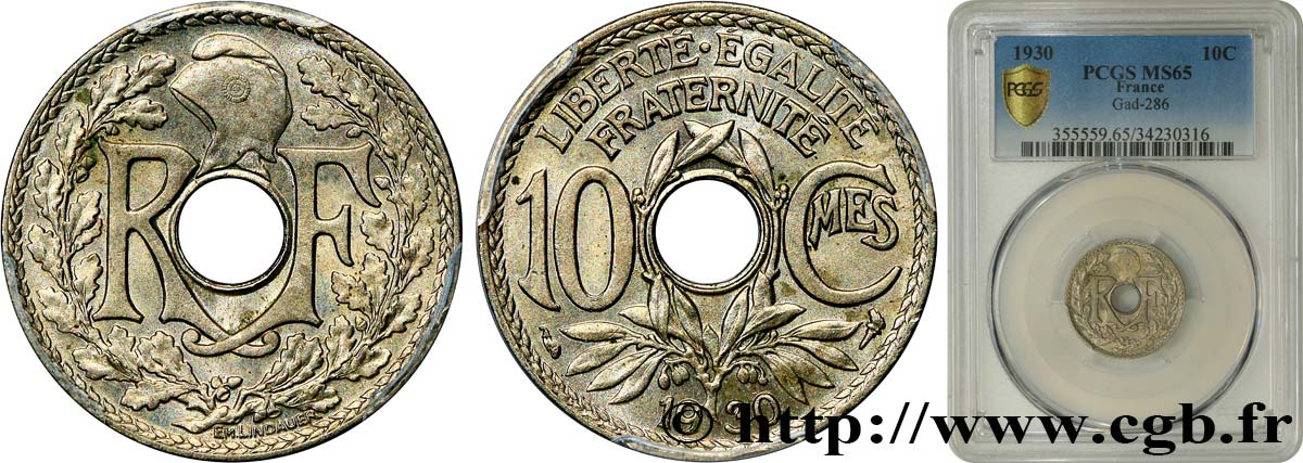 10 centimes Lindauer 1930  F.138/17 ST65 PCGS