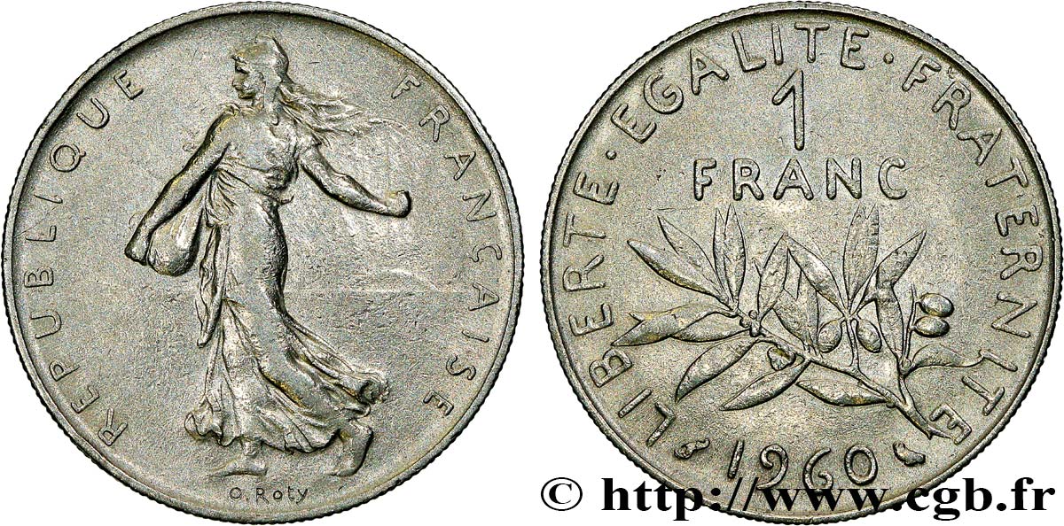 1 franc Semeuse, nickel, frappe médaille 1960 Paris F.226/4 var. TTB 