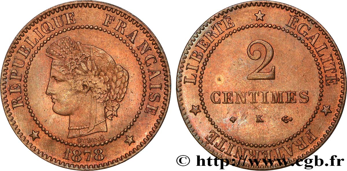 2 centimes Cérès 1878 Bordeaux F.109/4 fVZ 