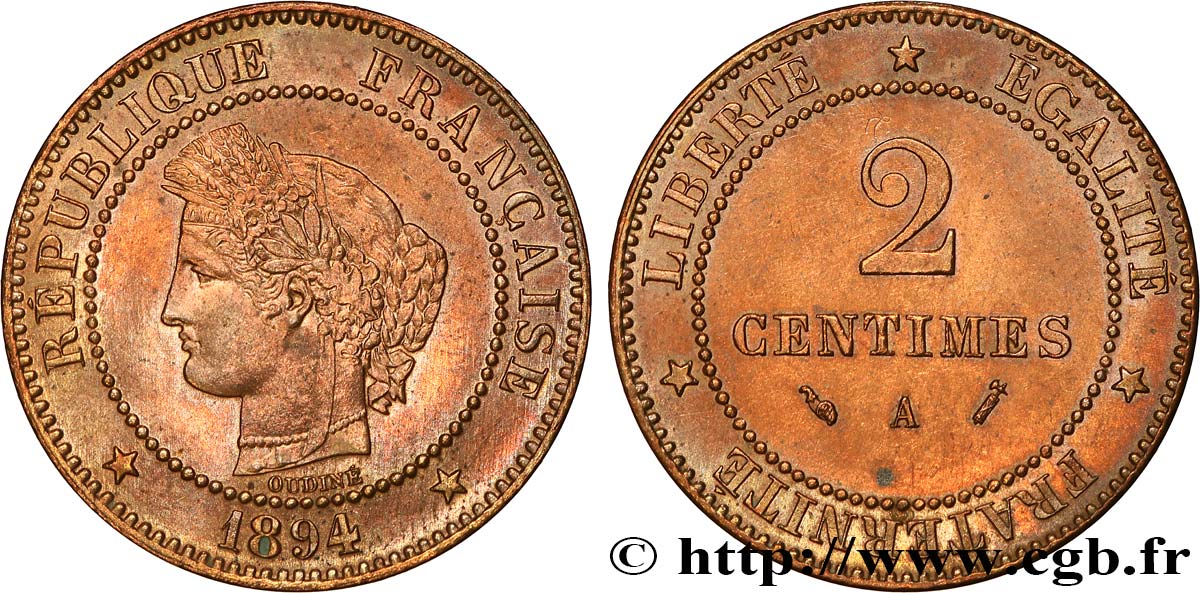 2 centimes Cérès 1894 Paris F.109/20 SUP+ 