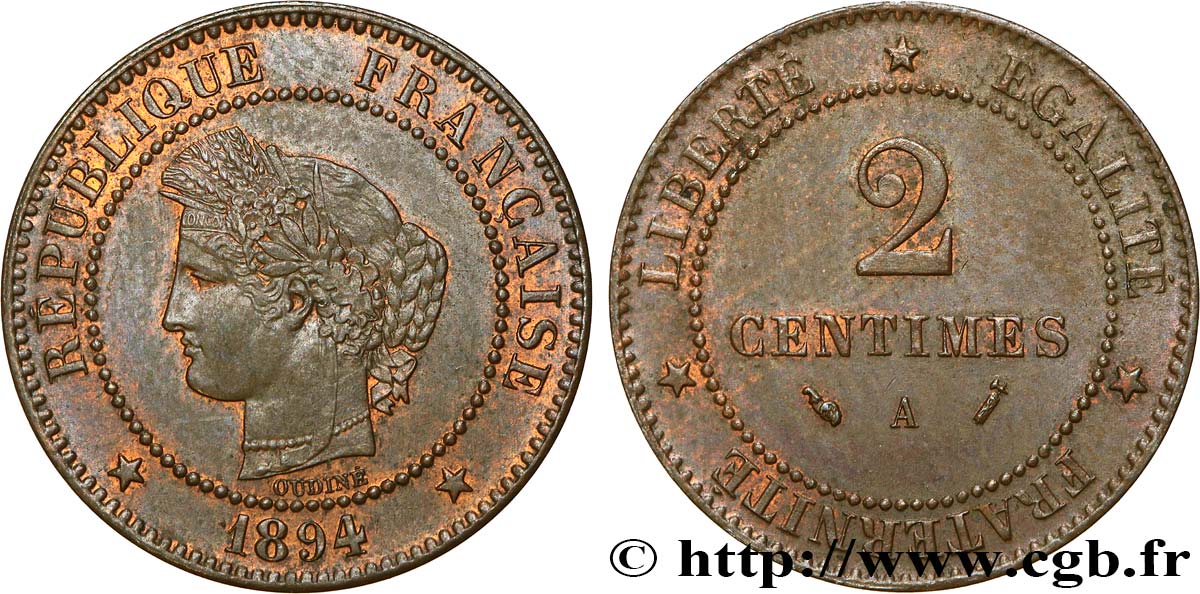2 centimes Cérès 1894 Paris F.109/20 VZ58 