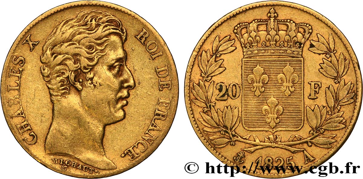 20 francs or Charles X 1825 Paris F.520/1 TTB45 