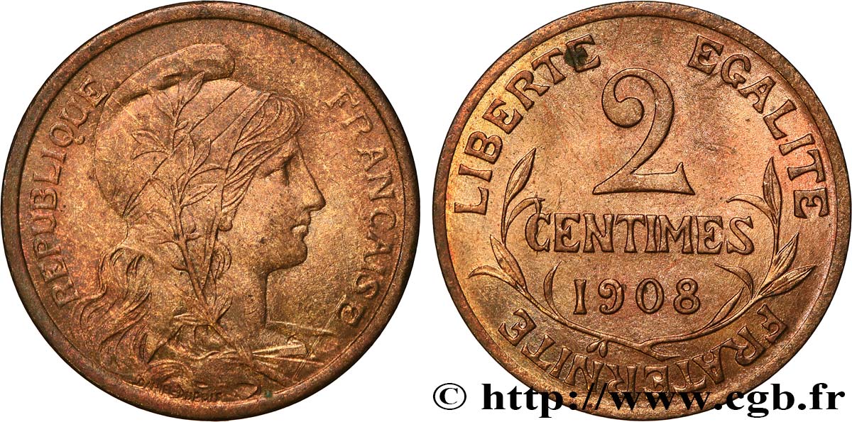 2 centimes Daniel-Dupuis 1908 Paris F.110/11 EBC58 