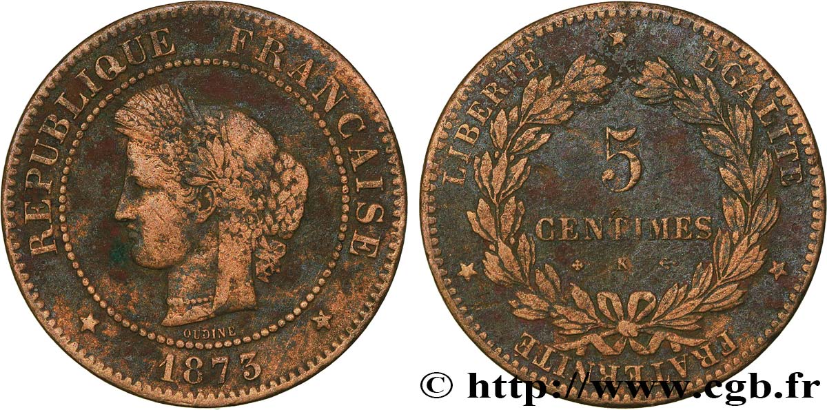5 centimes Cérès 1873 Bordeaux F.118/8 F 