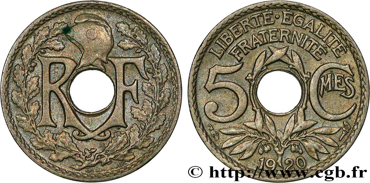 5 centimes Lindauer, petit module 1920 Paris F.122/2 XF45 