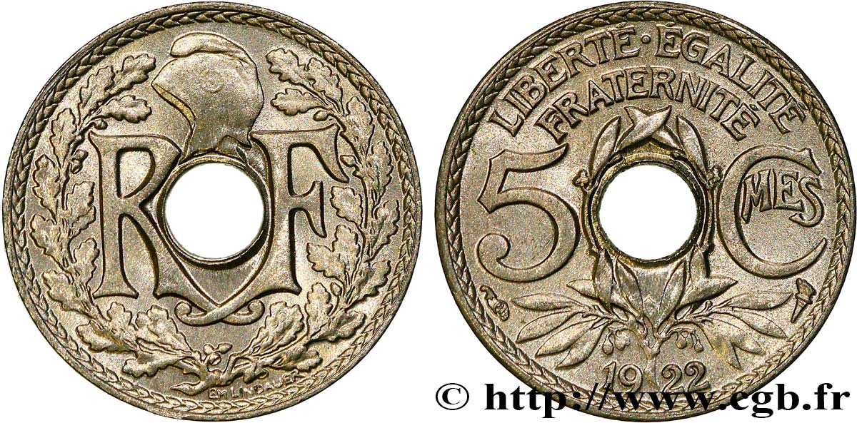 5 centimes Lindauer, petit module 1922 Paris F.122/4 FDC65 