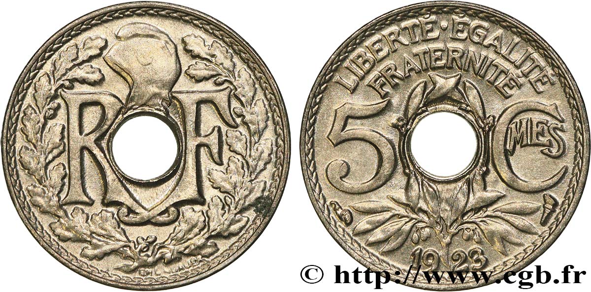 5 centimes Lindauer, petit module 1923 Paris F.122/6 MS62 