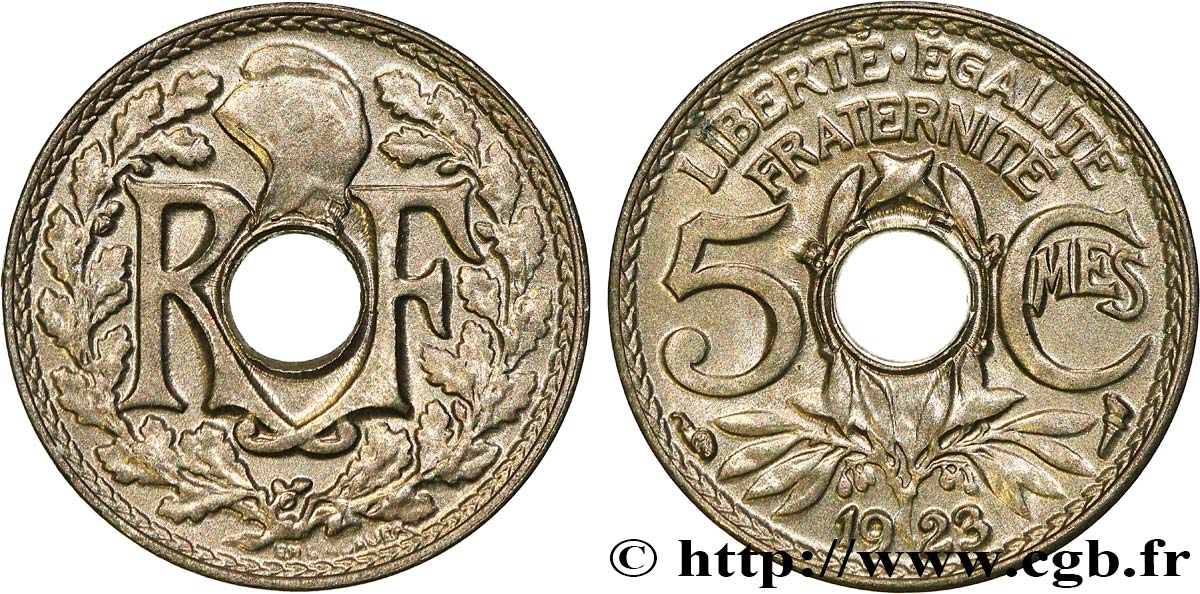 5 centimes Lindauer, petit module 1923 Paris F.122/6 VZ62 
