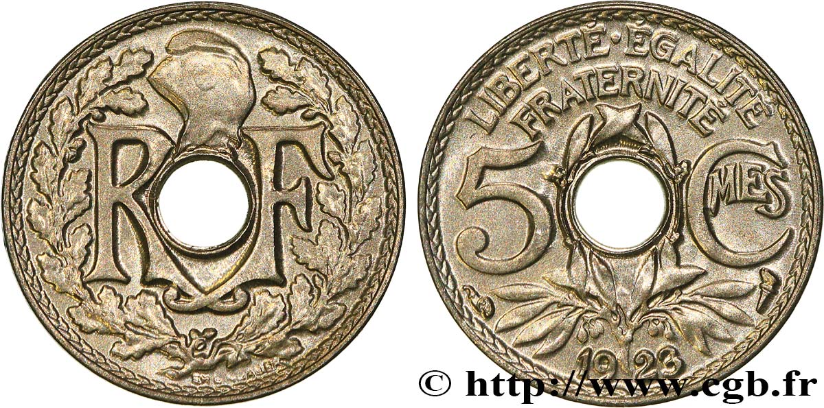 5 centimes Lindauer, petit module 1923 Paris F.122/6 MS64 