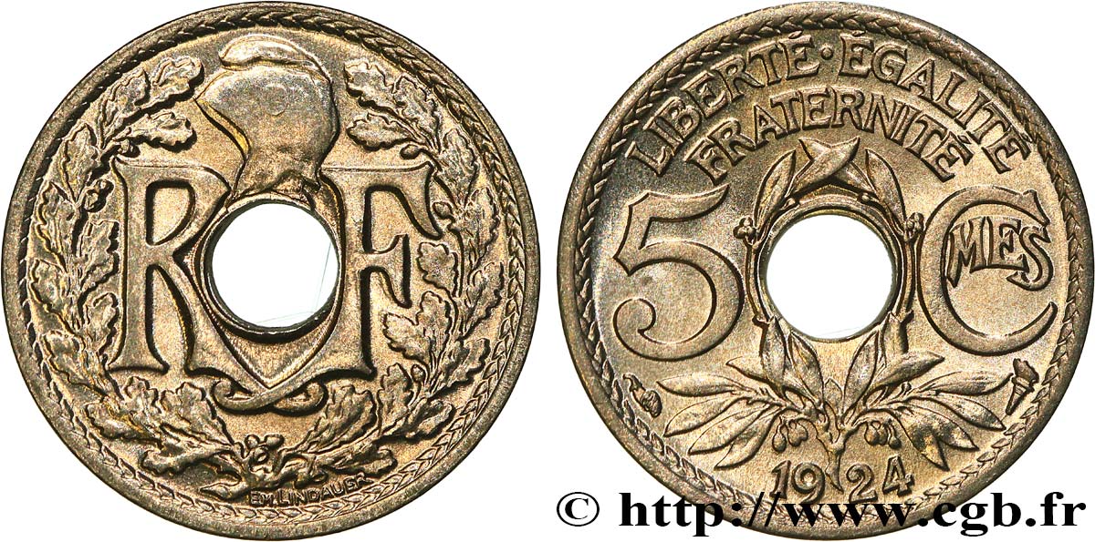 5 centimes Lindauer, petit module 1924 Paris F.122/8 FDC65 