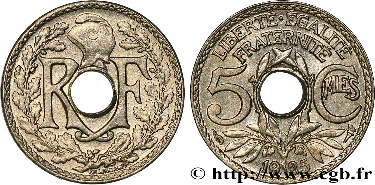 5 centimes Lindauer, petit module 1925 Paris F.122/10 MS65 