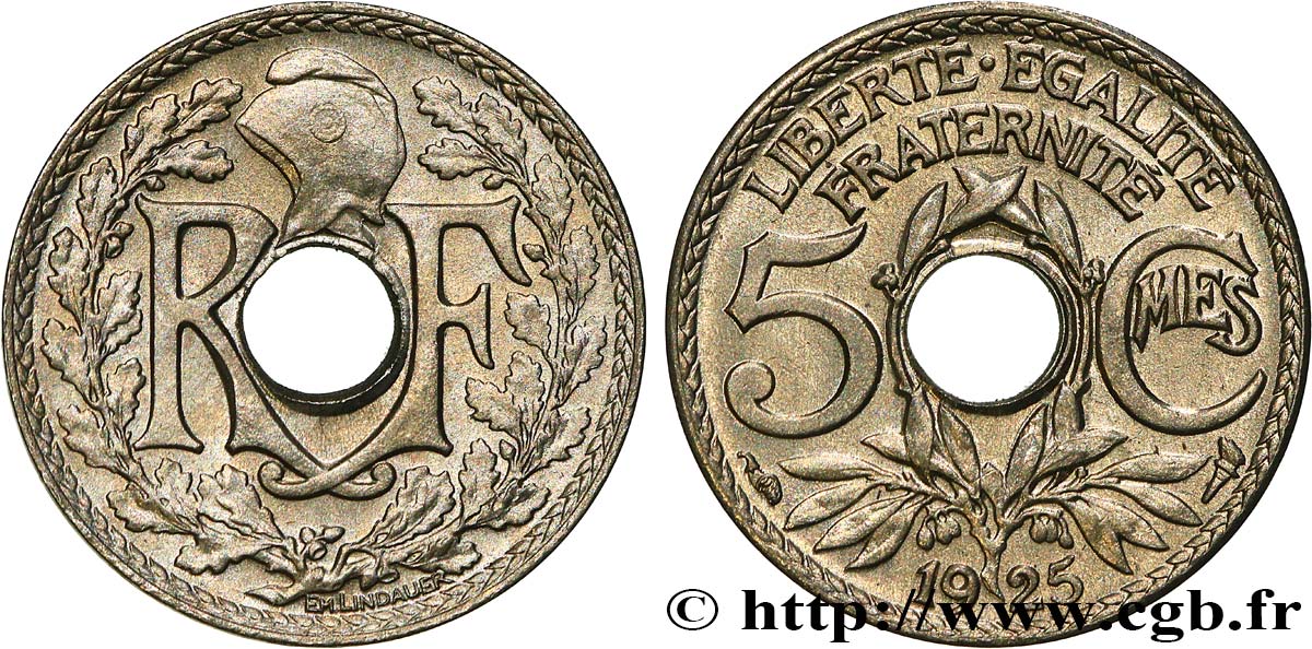 5 centimes Lindauer, petit module 1925 Paris F.122/10 FDC65 