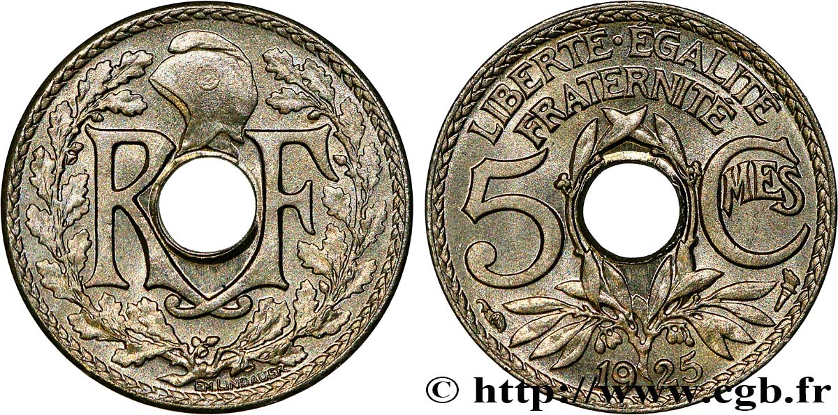 5 centimes Lindauer, petit module 1925 Paris F.122/10 SPL63 