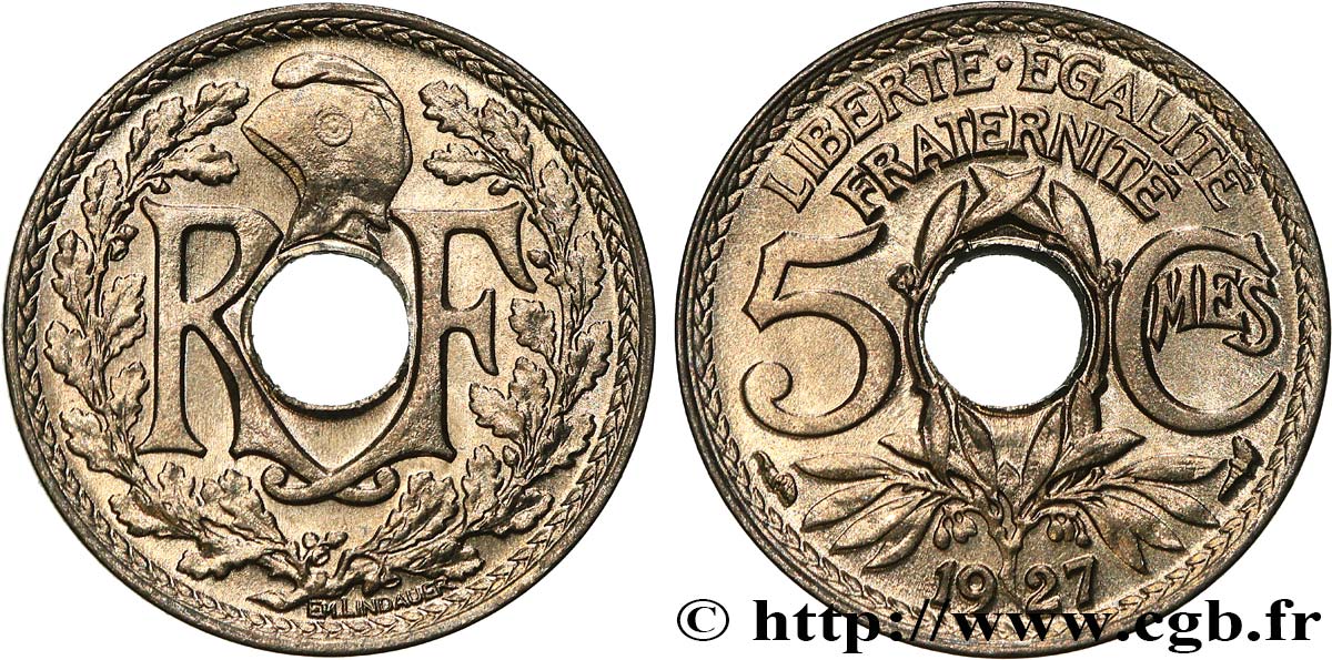 5 centimes Lindauer, petit module 1927  F.122/12 FDC66 