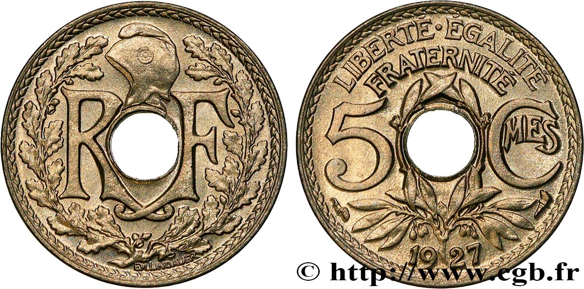 5 centimes Lindauer, petit module 1927  F.122/12 FDC66 
